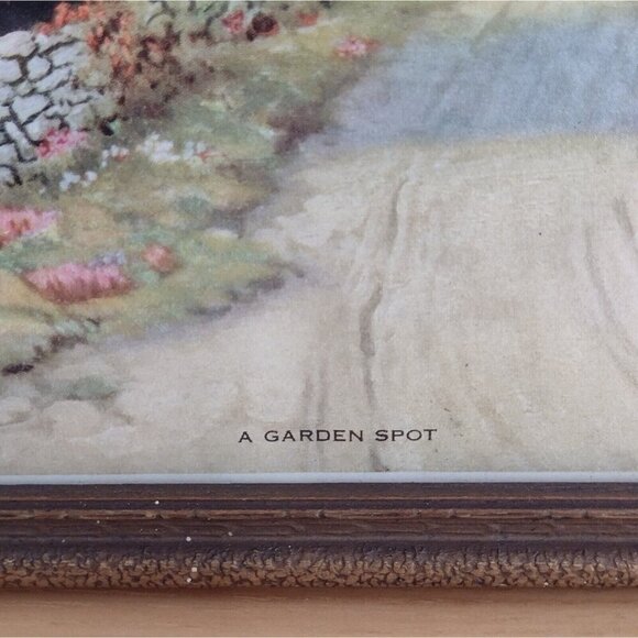 VtgGold Wooden Framed A Garden Spot Arthur Deforest Print Country Scene 8x11 - Picture 4 of 8